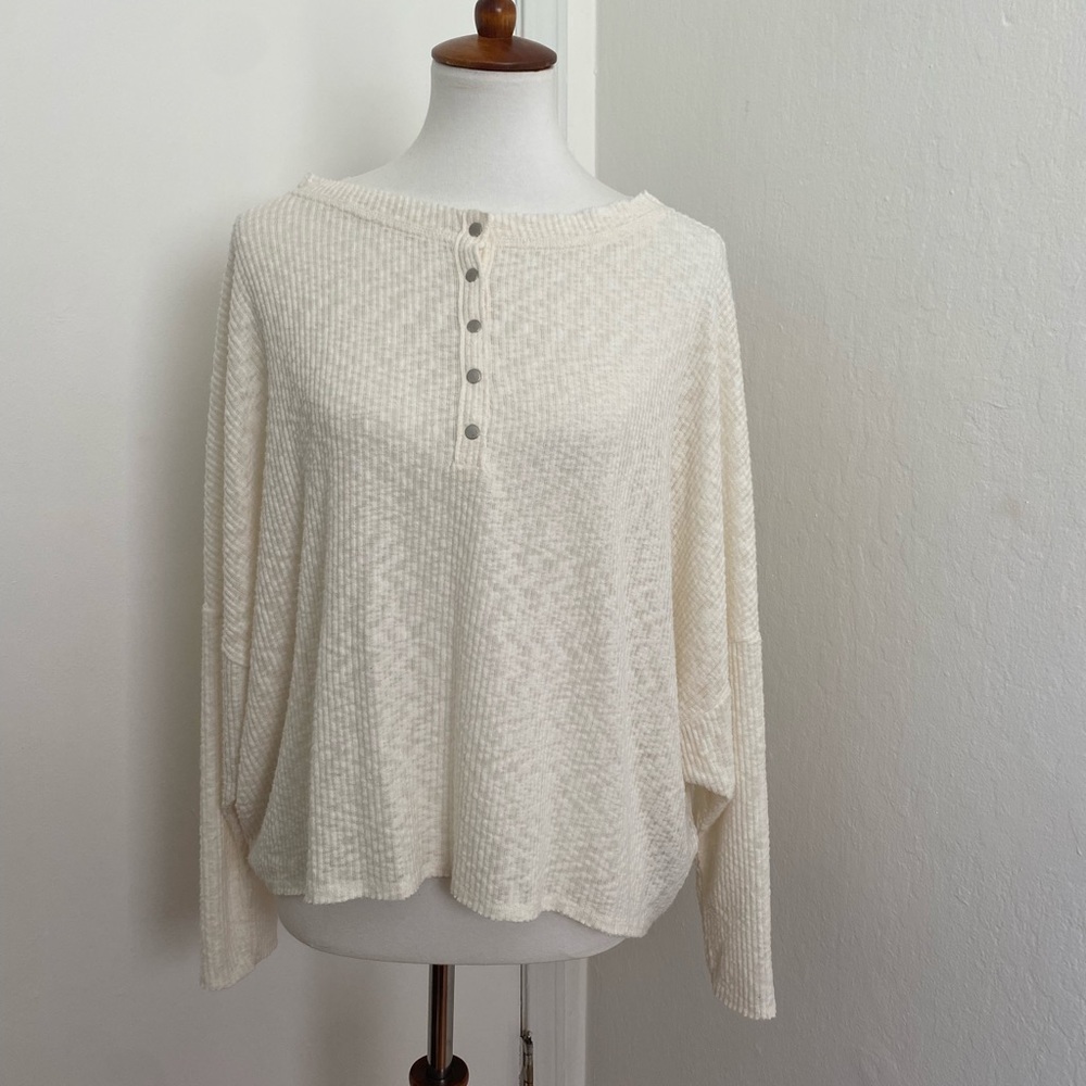 Urban Outfitters Button Down Knit Cream Dolman Sleeve Tunic